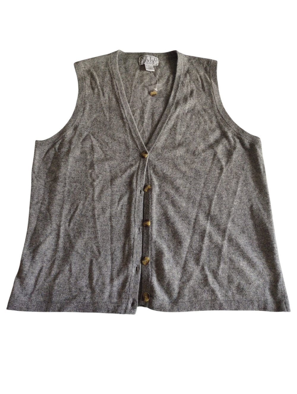Nell Flowers Large Grey Wool Angora Blend Sweater Vest